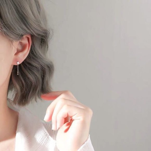 NEW 925 Sterling Silver Star Tassel Earrings - Picture 5 of 6